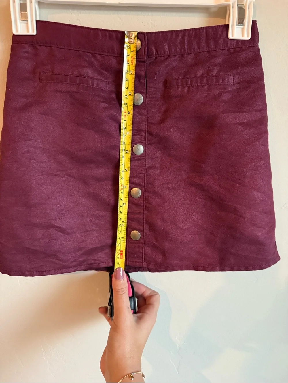 The Children's Place Button-Front burgundy Wine faux suede skirt
